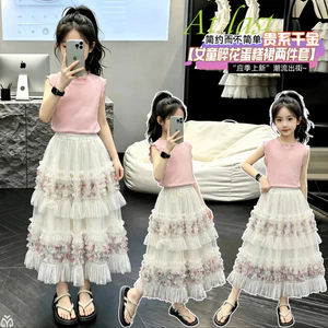 Váy gạc hoa cho bé gái Mùa hè Phong cách mới Thời trang trẻ em Váy bánh lông tơ