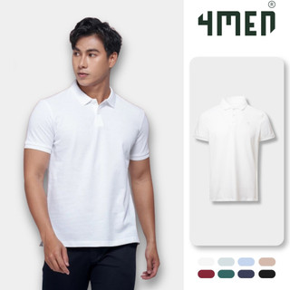 Áo thun polo nam trơn 4MEN PO153 có cổ bẻ basic form slimfit ôm đẹp trẻ trung, vải cá sấu chống nhăn mềm mịn mát giá rẻ