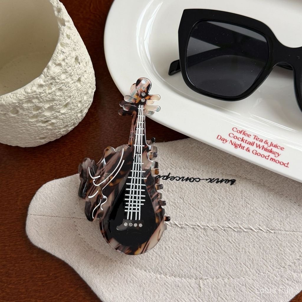 【New！】Phong Cách Trung Hoa Mới Phong Cách Trung Hoa Hợp Thời Trang Nhạc Cụ Acetate Kẹp Tóc Biwa/Đàn Tranh Tạo Kiểu Tấm Bun Cá Mập