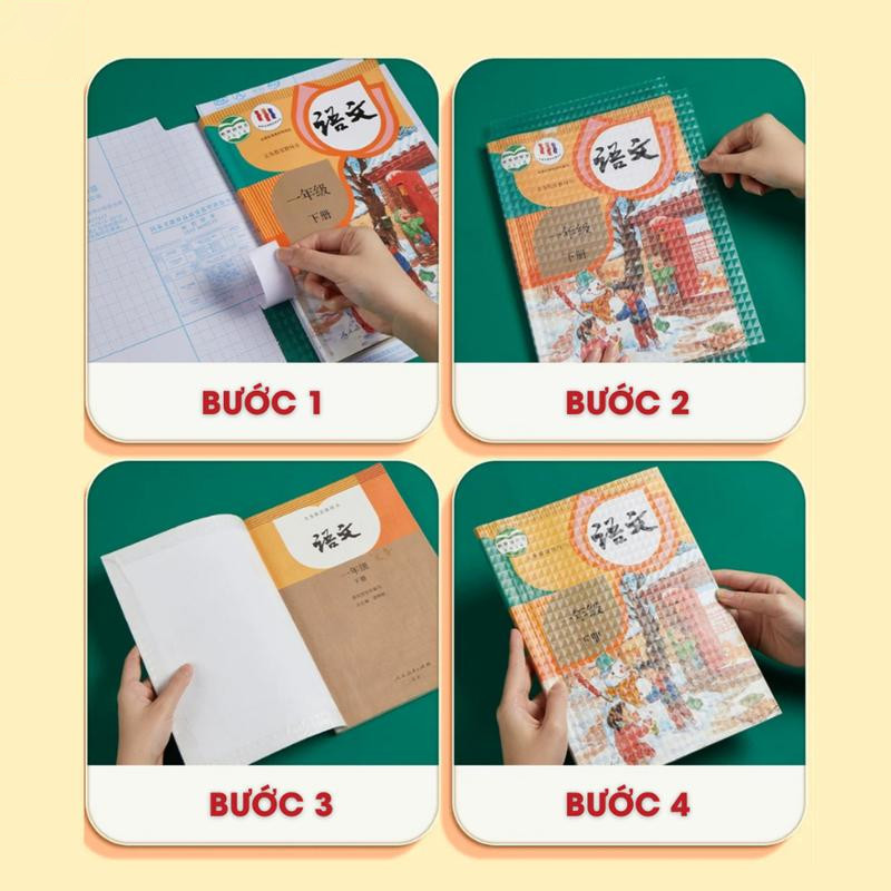 Bọc Sách Dễ Bọc Keo Tự Dính 3 Kích Cỡ Lớn Vừa Nhỏ Decal Trong Suốt Kèm 10 Nhãn Tên Có Keo Học Sinh 10 Cái Cho Bé Đi Học​