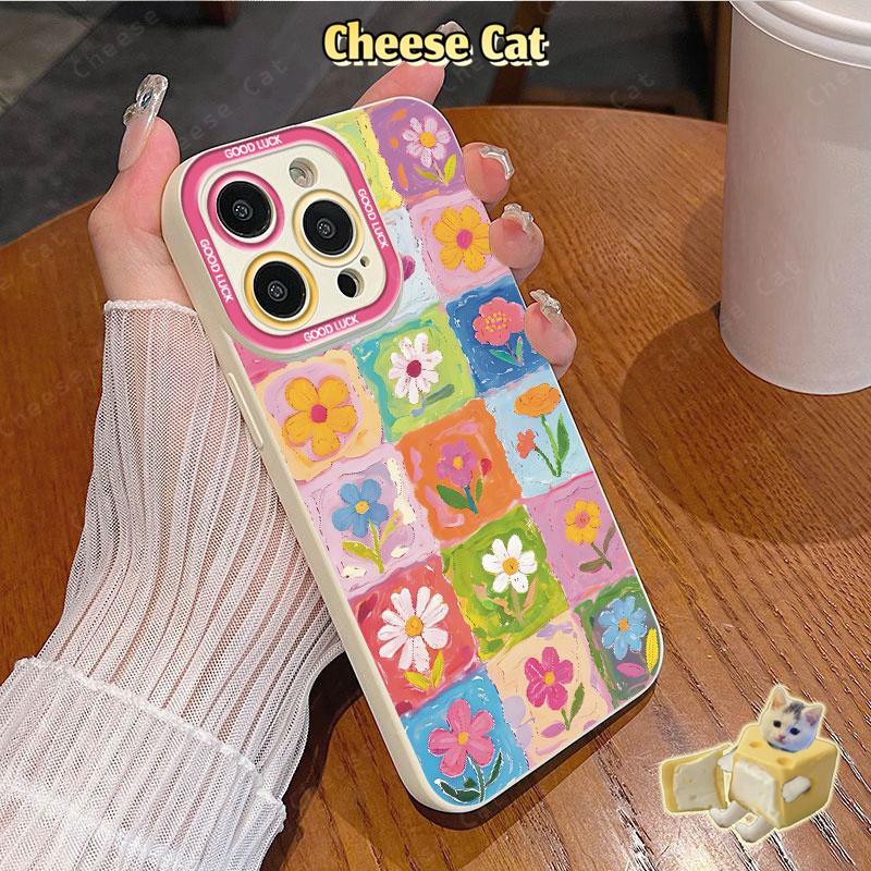 Tranh Sơn Dầu Lưới Hoa Ốp Lưng Điện Thoại iPhone 13 14 15 Plus 11 12 16 17 Pro Max XR Xs Max 7Plus 6 8 SE