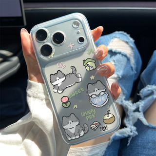 Mèo xám cưng đáng yêu ỐP đIệN ThoạI Cho IPhone 17 16PRO 15Plus 14 13 12 11 Promax XR XSMAX ốP Silicon TPU MềM Trong SuốT