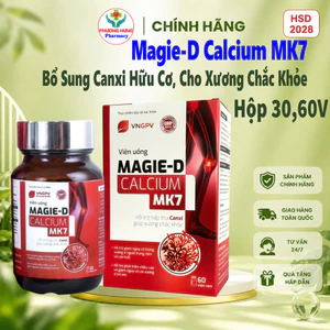Magie-D Calcium MK7 Bổ Sung Canxi/Calci Hữu Cơ, Không Lắng Cặn Cho Xương Chắc Khỏe - Hộp 15v, 60v