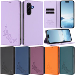 Ốp Sang Trọng Cho Samsung Galaxy A57 5G A37 A26 A17 A56 A36 A55 A35 A16 A54 A34 A15 A25 5G Họa Tiết Hoa Ví Da Khe Cắm Thẻ Sách Flip Stand Bao Da