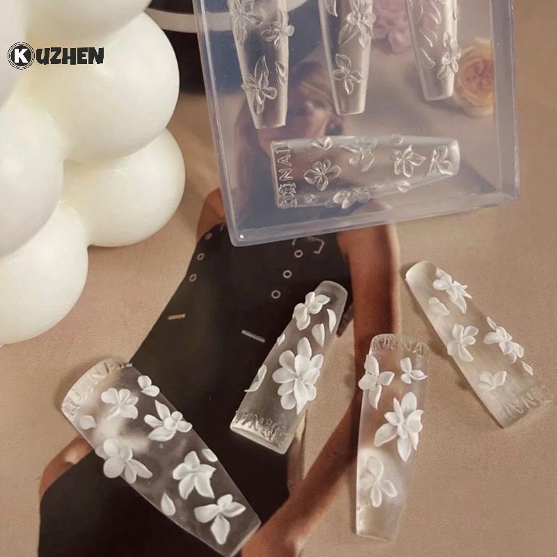 KUZHEN 3D Hoa Khuôn Làm Móng DIY Silicone Dụng Cụ Làm Móng Hoa Cánh Hoa Thiết Kế Móng Tay Nhựa Khuôn Móng Tay Nghệ Thuật Khắc Bản Mẫu Làm Móng Tay HOT