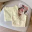 Áo len dệt kim dài tay chấm bi ngọt ngào Hàn Quốc Bộ đồ hai mảnh dệt kim dài tay phong cách mới