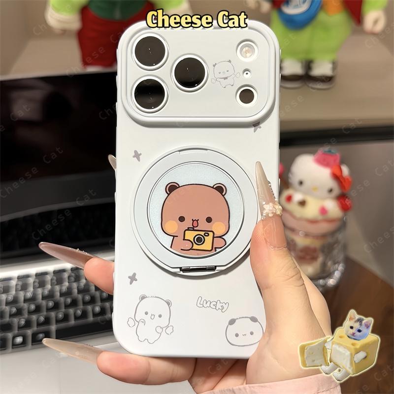 Ốp điện thoại cặp đôi giá đỡ điện thoại 360 độ dễ thương cho iPhone 13 14 12 11 15 Plus 16 17 Pro Max