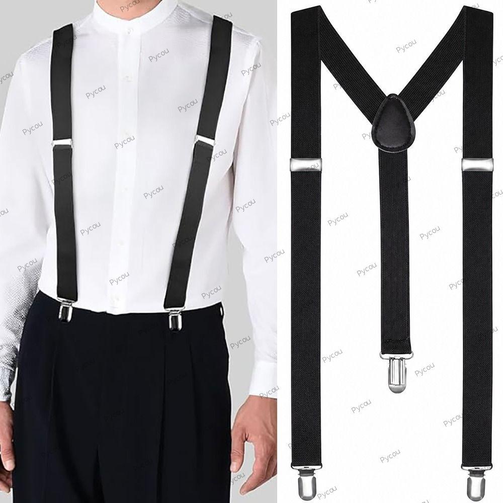 Dây treo PYCOU, Dây treo kẹp màu trơn Unisex, Dây treo đàn hồi có thể điều chỉnh