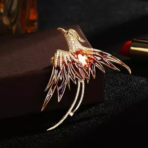 ECK Pha Lê Men Phượng Hoàng Chim Thổ Cẩm Động Vật Pin Dành Cho Nữ 5 Màu Men Bay Làm Đẹp Chim Đảng Văn Phòng Cài Áo Quà Tặng HOT
