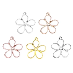 BTF Bộ 50 DIY Thanh Lịch Rỗng Hoa Mặt Dây Hoa Rỗng Trang Sức Làm Phụ Kiện Hợp Kim Chất Liệu Cho DIY Bracele