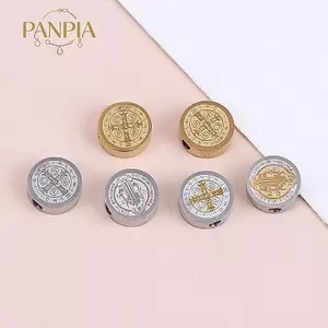 PNPIA- 5 Chiếc Thép Không Gỉ 8 Mm Chữ Thập Chúa Giêsu Rời Hạt Miếng Đệm Hạt Số Lượng Lớn Cho Vòng Tay Nelace Làm DIY Handmade Phụ Kiện Trang Sức