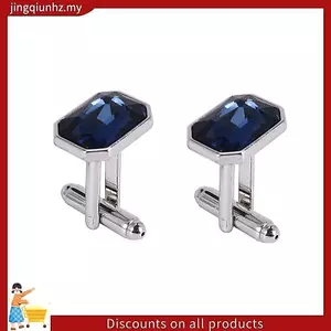 1 Cặp Thời Trang Nhiều Màu Sắc Khuy Sét Thủy Tinh Cuff Liên Kết Nữ Nam Đầm Kinh Doanh Cưới Khuy Sét Hiện Tại (Xanh Dương)