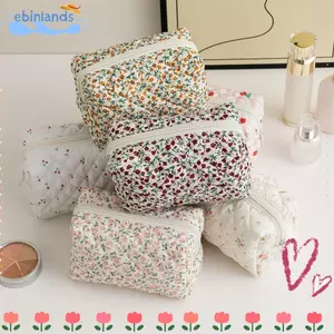 Dụng cụ sắp xếp mỹ phẩm EBINLANDS, Túi trang điểm bông chần bông in hoa, Túi giặt dung tích lớn di động dành cho nữ