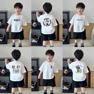 Áo thun ngắn tay cho trẻ em, áo thun in hình hoạt hình Popeye cho bé trai, áo thun cổ tròn.