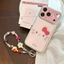 Gilding Pink Bowknot Cat Chain Glass Phone Case cho iPhone 17 Pro Max 16 15 14 13 Vỏ bảo vệ chống sốc