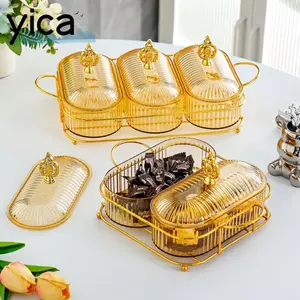 Đĩa vị trí đồ ăn nhẹ YICA, Hộp bảo quản trái cây khô chống ẩm trong suốt, Ngăn bền có khay Hộp kẹo cao cấp Hộ gia đình