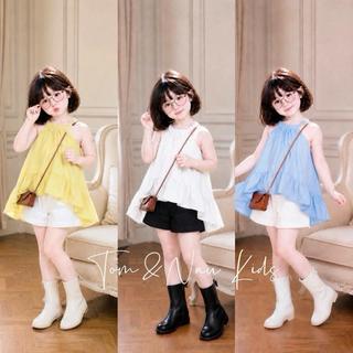 S225-[tomnaukids] Set áo cổ yếm phối quần cho bé gái size từ 8-30Kg