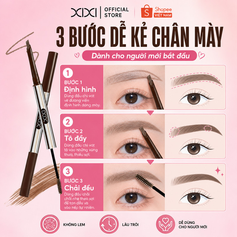 XIXI Chì Kẻ Mày Tự Động Ngòi Mảnh, Dễ Vẽ Chân Mày Tự Nhiên, Không Lem Lâu Trôi D695