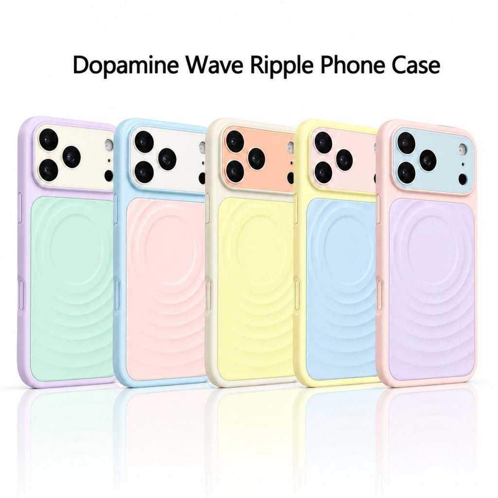 Ốp điện thoại từ tính màu Dopamin thời trang iPhone 14 15 16 17 Pro Max Wave Ripple Vỏ mềm Vỏ bảo vệ Camera chống sốc đầy màu sắc