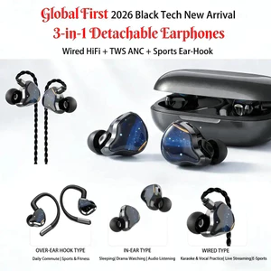 Tai nghe 3 trong 1 tích hợp card âm thanh, HiFi và TWS ANC có dây, móc tai thể thao, thời lượng pin 48 giờ, phiên bản 6.0