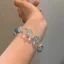 Vòng tay thạch anh trong suốt Aquamarine tự nhiên dành cho nữ Ins Vòng tay đính cườm thủ công thanh lịch sang trọng