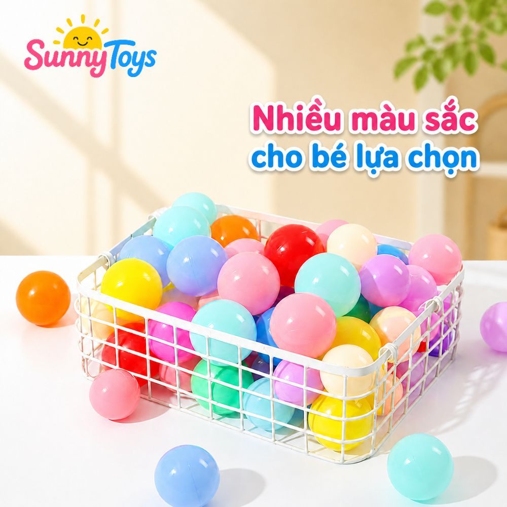 Combo 20 50 100 Bóng Nhựa Mềm SunnyToys - Bóng Nhiều Màu Cho Bé Chơi Nhà Bóng
