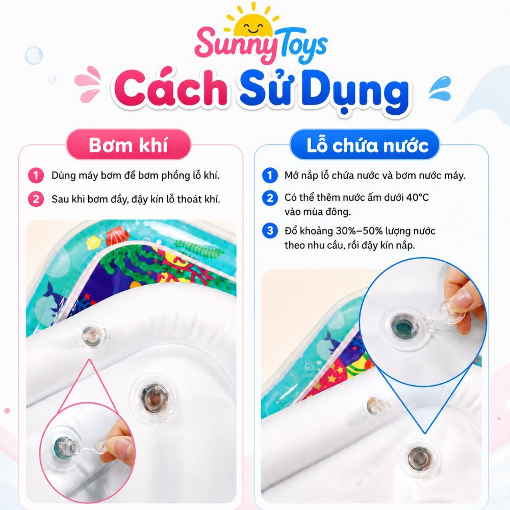 Thảm Nước Tập Bò SunnyToys - Bơm Hơi Hình Cá Cho Bé Nằm Chơi Vui Nhộn