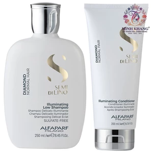 Dầu gội xả Diamond chăm sóc tóc bóng mượt Semi Di Lino Illuminating Low Alfaparf Milano 250ml/200ml [ MK ]