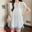 Áo sơ mi nữ BRABRAA, Áo voan ngắn tay, Áo voan cổ tròn dáng rộng vừa vặn chất lượng cao thông thường