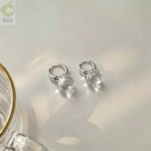 ROLY 1 Đôi Bông Tai Bóng Huggie, Bông Tai Giọt Nước Tối Giản Thanh Lịch, Quà Tặng Bông Tai Bóng Pha Lê Không Gây Dị Ứng Nhẹ