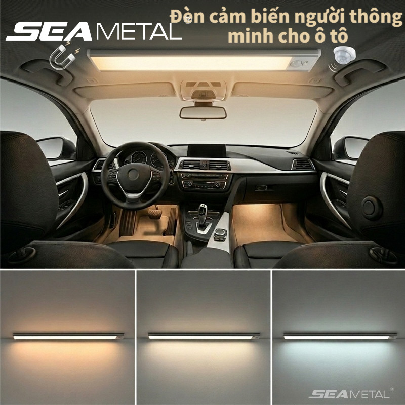 SEAMETAL Đèn LED Cảm Biến Chuyển Động Nam Châm Không Cần Khoan Type-C Sạc Cho Nội Thất Xe Hơi