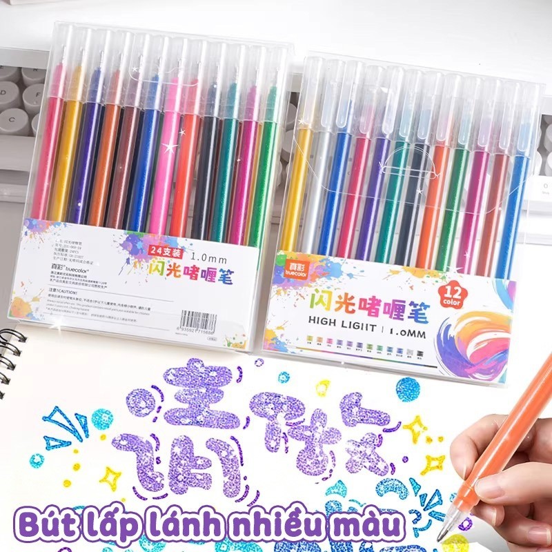 Set Bút Nhũ Lấp Lánh 60 Màu – Kim Tuyến Highlight Đánh Dấu, Tô Màu Doodling Sáng Tạo Cho Học Sinh