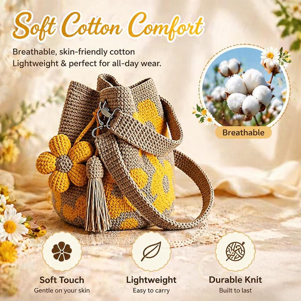 2026 Handmade Móc Hoa Tote Đan Hoa Ví Túi Boho Đi Biển Túi Xách Đeo Ngang Túi Đeo Vai Cho Nữ Kỳ Nghỉ