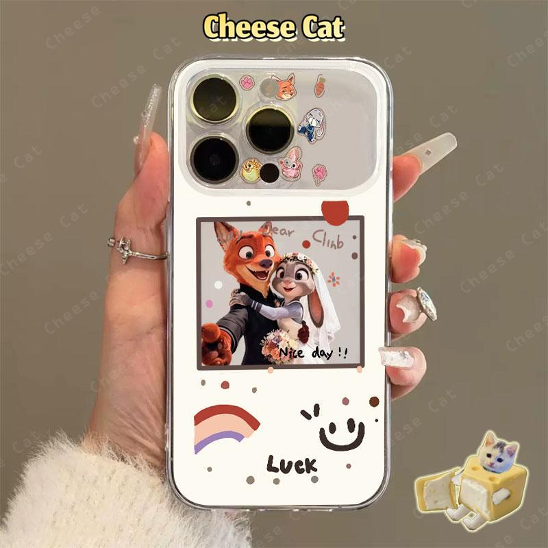 cho Zootopi Ốp điện thoại bảo vệ toàn diện ống kính Fox Rabbit cho iPhone 13 14 Xs XR 11 12 15 Plus 16 12 11 17 Pro Max