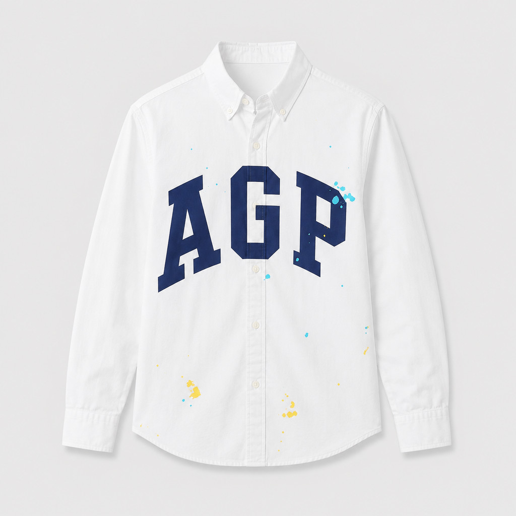 SA46 - Áo sơ mi nam dài tay in chữ AGGP phong cách streetwear, dáng rộng, chất cotton thoải mái
