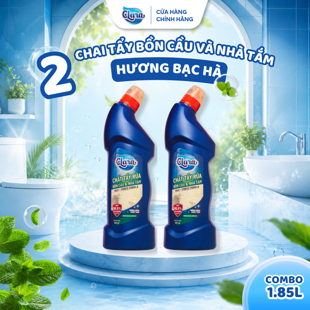 Tẩy Bồn Cầu & Nhà Tắm Clara Hương Bạc Hà 925ml Chính Hãng CVNNT011, Chai Làm Sạch Mảng Bám Hiệu Quả Hàng Chính Hãng