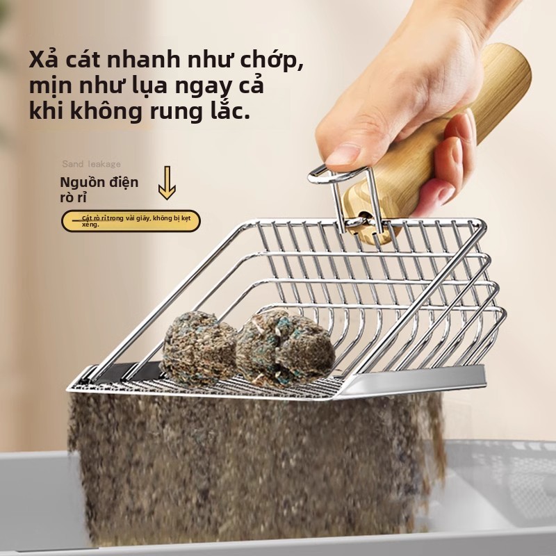 Phiên bản nâng cấp Đầu xẻng đựng rác cho mèo thế hệ thứ sáu Đế chống dính, có thể lọc tất cả các loại cát khoáng và nước đậu phụ