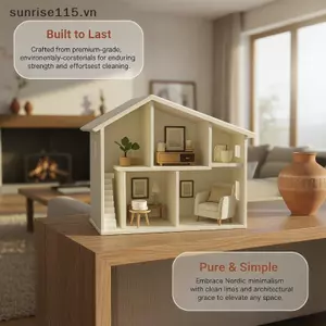 SRVN Mô hình nhà búp bê thu nhỏ màu trắng chưa hoàn thiện Nhiều phòng Bề mặt nhẵn cho trẻ em DIY Craft.