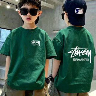 Áo Thun Unisex In Chữ Graffiti Phía Trước & Sau, Áo Bông Ngắn Tay Phong Cách Đường Phố Size 3-12 Tuổi COD