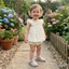 Bộ trang phục mùa hè hoa cho bé gái Áo ba lỗ cổ vuông Babydoll + Bộ quần short PP