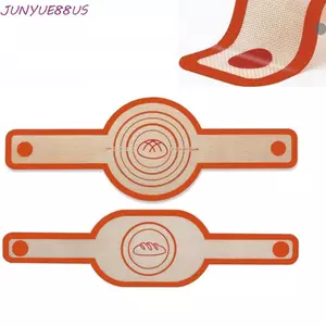 JUNYUE88US 2 Chiếc Bánh Mì Sling, Bộ Thảm Nướng Bánh Silicon Hình Bầu Dục Và Tròn, Dễ Dàng Làm Sạch Với Tay Cầm Dài Chịu Nhiệt Bánh Mì Chống Dính Miếng Lót Nhà Bếp Dụng Cụ Nướng Bánh