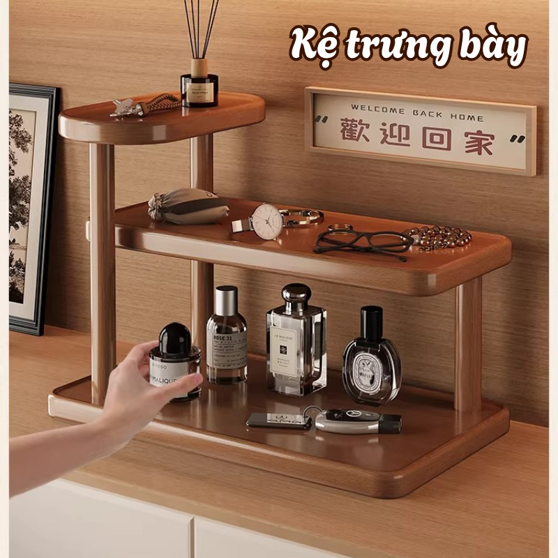 Kệ Gỗ 3 Tầng Đựng Mỹ Phẩm HomeMate, Kệ Decor Nhật Bản Trưng Bày Nước Hoa Phụ Kiện Sang Trọng