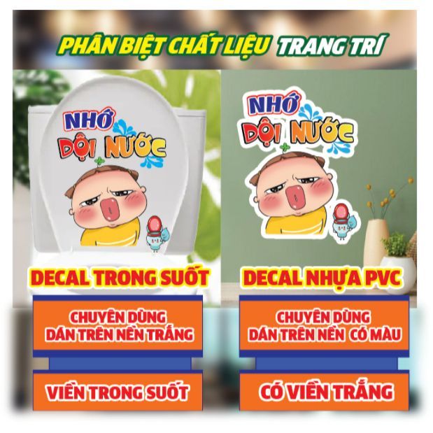 Miếng dán decal dán Toilet, dán trong phòng nhà vệ sinh, dán nắp bồn cầu chống nước, không bay màu