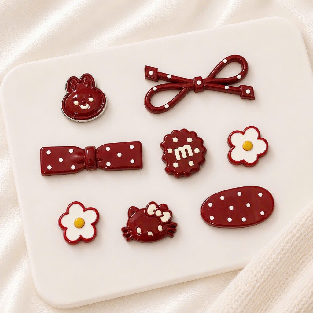 [ĐỘC QUYỀN] Set Charm Đỏ Cherry Hello Kitty & Thỏ Mini 🍒🎀 Charm Nơ Đỏ Ngọt Ngào Style Vintage Cute Hàn Quốc ✨