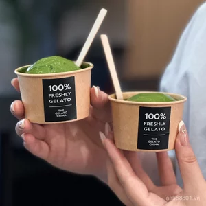 Dùng Một Lần Kem Giấy Bát Dày Giấy Kraft Bát Nhỏ Thương Mại gelato Kem Kem Tráng Miệng Cốc Giấy 9QRD