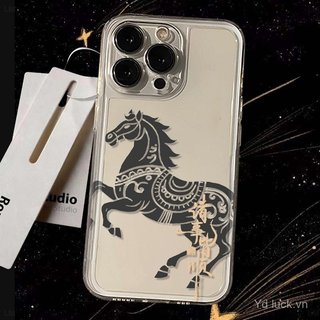 Ốp Điện Thoại Trong Suốt Hợp Thời Trang Độc Đáo Họa Tiết Ngựa Thích Hợp Cho iPhone 17promax / 14promax / 16 / 13 / 15pro / 12pro / 13promax Ốp Chống Va Đập