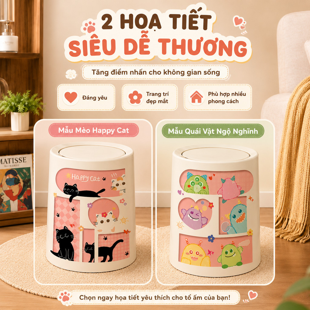 𝐂𝐌𝐀𝐑𝐓.𝐆𝐢𝐚 𝐝𝐮̣𝐧𝐠 Thùng Rác Hoạt Hình Phong Cách Dễ Thương TR06 | BigBuy360 - bigbuy360.vn