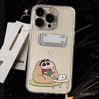 Ốp điện thoại hoạt hình hoạt hình Điều hòa không khí Shin-Chan Thích hợp cho iPhone 11promax 11 12 13 14 promax 17promax 17 16 15 pro max xr xs 12promax Vỏ bảo vệ trong suốt chống sốc