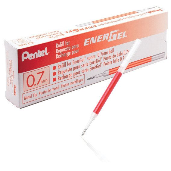 Hộp 12 ruột bút gel Pentel LR7 viết nhanh khô ngòi 0.7mm 3 màu