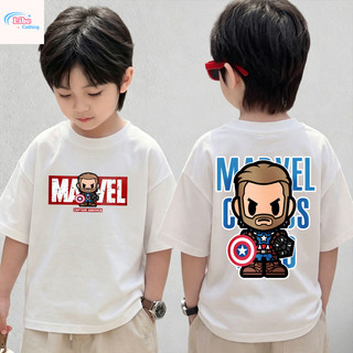 Áo Thun Trẻ Em In Hình Captain America 2 Mặt, Vải Cotton, Thời Trang Hàn Quốc, Cho Bé Trai Mùa Hè